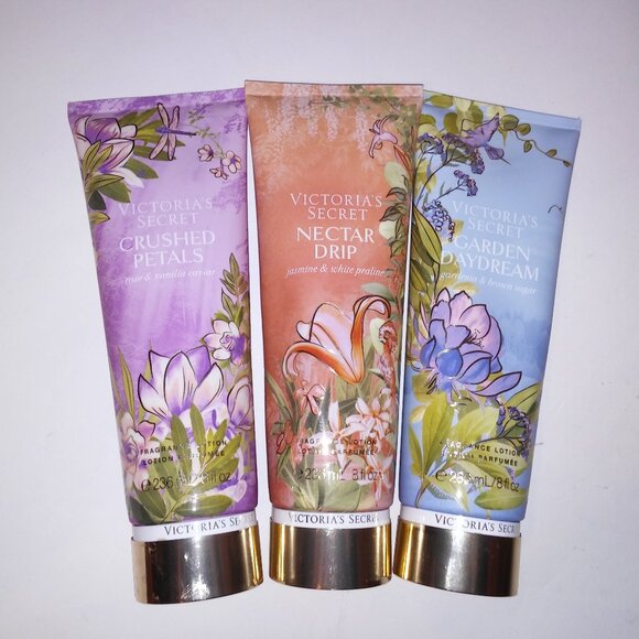 Set of 3 Victoria Secret Body‎ Lotion Garden Daydream Nectar Drip Crushed Petals